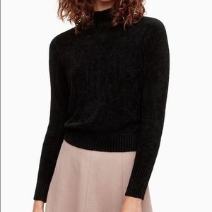 Aritzia Wilfred Black Corteta Chenille Mockneck Pullover Sweater